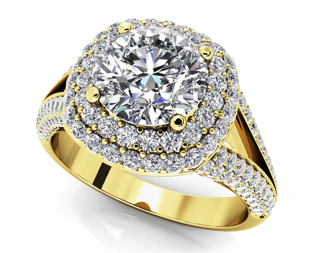 Captivating Double Halo Diamond Engagement Ring with 1.33 ct. (0.50 ct. center diamond) - Luxury Time NYC