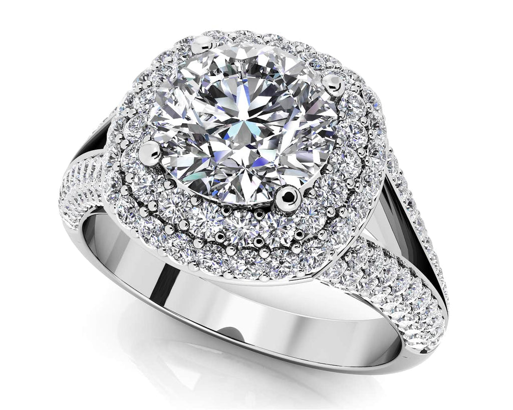 Captivating Double Halo Diamond Engagement Ring with 1.60 ct. (0.75 ct. center diamond) - Luxury Time NYC