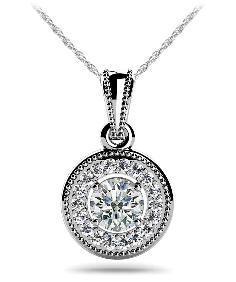 Center Diamond Circle Diamond Pendant with 0.64 ct.(finished) 1.2mm, 5mm - Luxury Time NYC