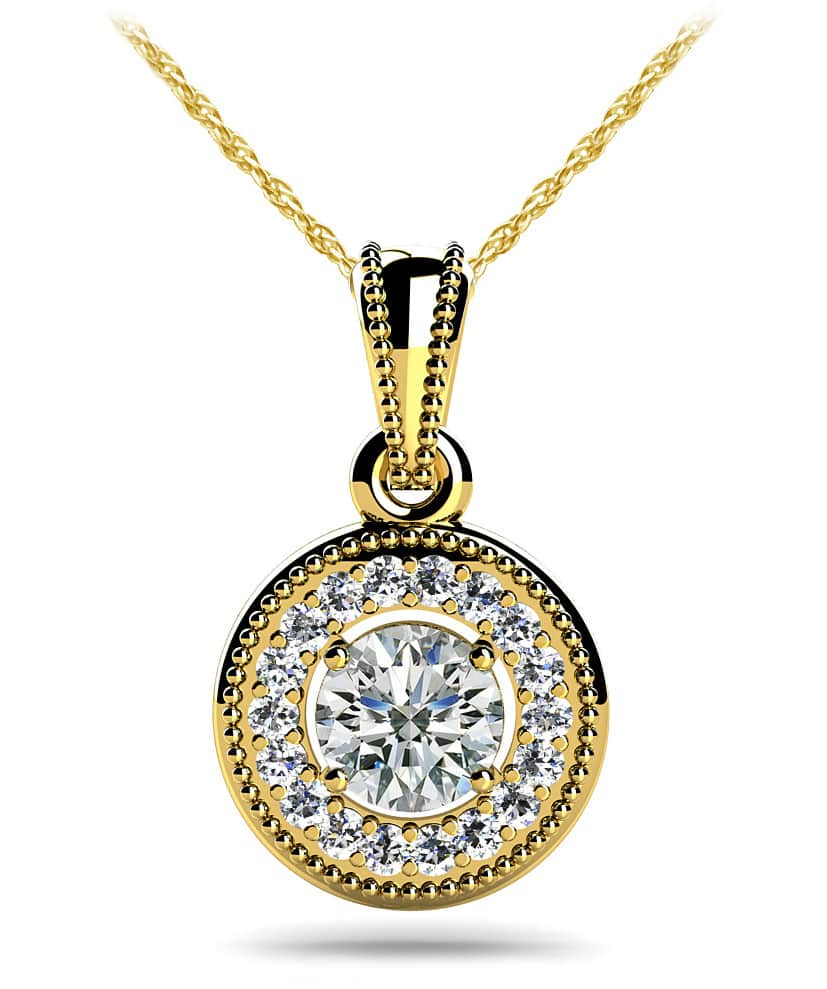 Center Diamond Circle Diamond Pendant with 0.64 ct.(finished) 1.2mm, 5mm - Luxury Time NYC