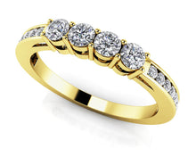 Load image into Gallery viewer, Center Four Diamond Band with 0.43 ct.(finished) 1.2mm, 2.5mm - Luxury Time NYC