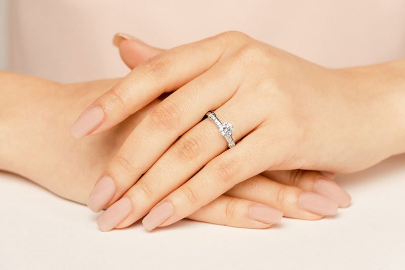Channel Belt Diamond Engagement Ring with 0.62 ct. (0.50 ct. center diamond) - Luxury Time NYC