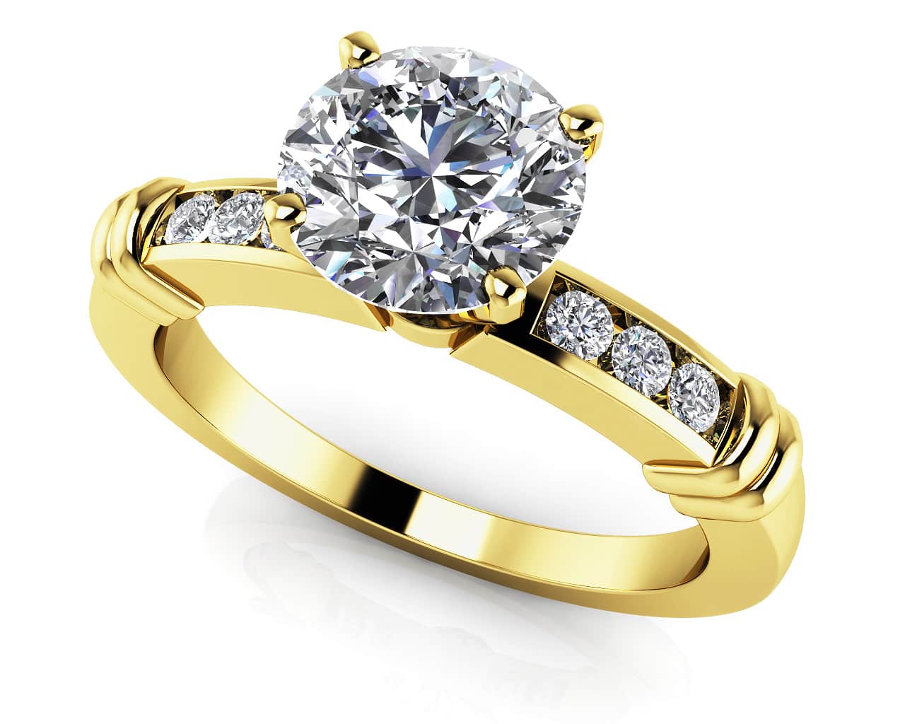 Channel Belt Diamond Engagement Ring with 0.62 ct. (0.50 ct. center diamond) - Luxury Time NYC