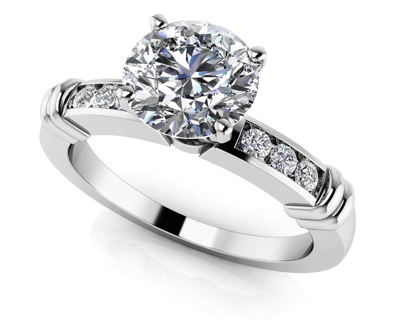 Channel Belt Diamond Engagement Ring with 0.62 ct. (0.50 ct. center diamond) - Luxury Time NYC