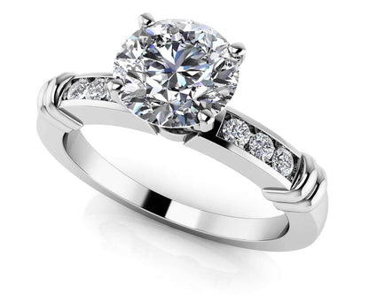Channel Belt Diamond Engagement Ring with 0.62 ct. (0.50 ct. center diamond) - Luxury Time NYC