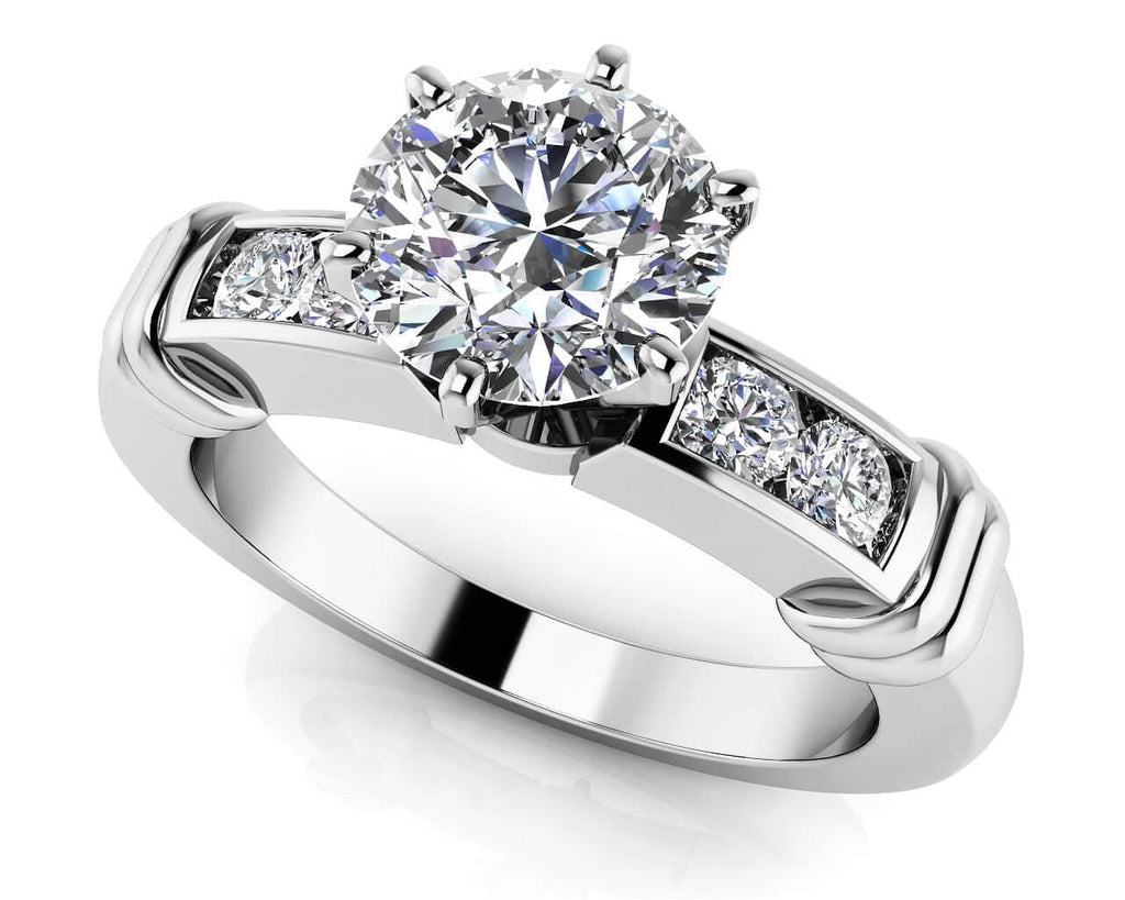 Channel Diamond Flanked Diamond Engagement Ring with 0.66 ct. (0.50 ct. center diamond) - Luxury Time NYC