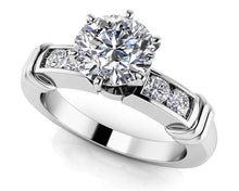 Load image into Gallery viewer, Channel Diamond Flanked Diamond Engagement Ring with 0.66 ct. (0.50 ct. center diamond) - Luxury Time NYC