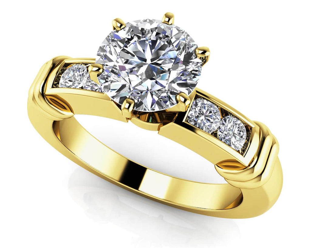 Channel Diamond Flanked Diamond Engagement Ring with 1.16 ct. (1.00 ct. center diamond) - Luxury Time NYC