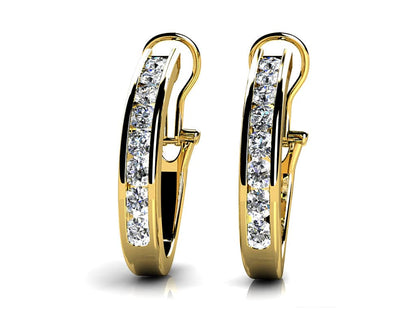 Channel Set Diamond Hoop Earrings with 0.24 ct.(finished) 1.6mm - Luxury Time NYC