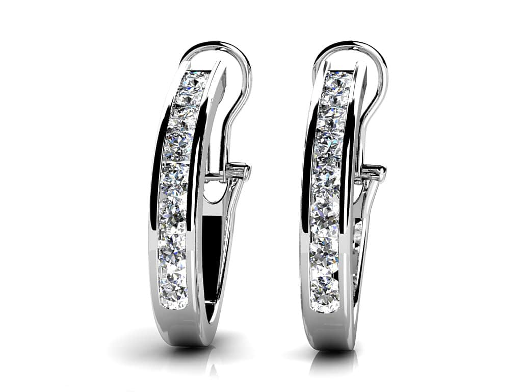 Channel Set Diamond Hoop Earrings with 0.24 ct.(finished) 1.6mm - Luxury Time NYC