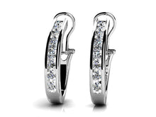 Load image into Gallery viewer, Channel Set Diamond Hoop Earrings with 0.24 ct.(finished) 1.6mm - Luxury Time NYC