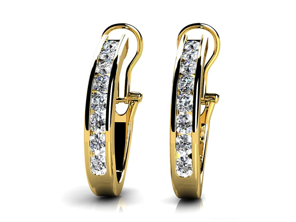 Channel Set Diamond Hoop Earrings with 0.48 ct.(finished) 2mm - Luxury Time NYC