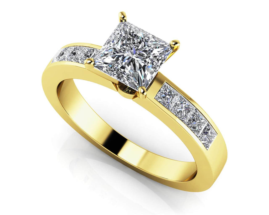 Channel Set Princess Cut Lab - Grown Diamond Engagement Ring with 1.73 ct. (1.25 ct. center diamond) - Luxury Time NYC