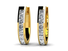 Load image into Gallery viewer, Channel Set Princess Diamond Hoop Earrings with 1.10 ct.(finished) 2.0mm - Luxury Time NYC