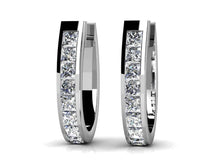 Load image into Gallery viewer, Channel Set Princess Diamond Hoop Earrings with 1.26 ct.(finished) 2.3mm - Luxury Time NYC