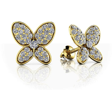 Charming Butterfly Diamond Diamond Studs with 0.33 ct.(finished) 1mm, 1.5mm - Luxury Time NYC