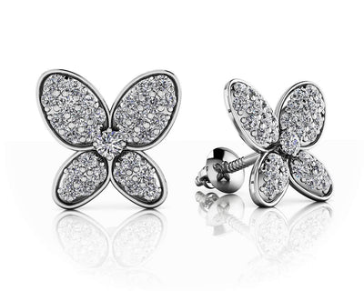 Charming Butterfly Diamond Diamond Studs with 0.33 ct.(finished) 1mm, 1.5mm - Luxury Time NYC