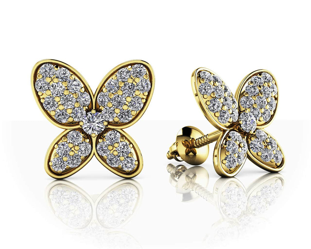 Charming Butterfly Diamond Lab - Grown Diamond Studs with 0.33 ct.(finished) 1mm, 1.5mm - Luxury Time NYC