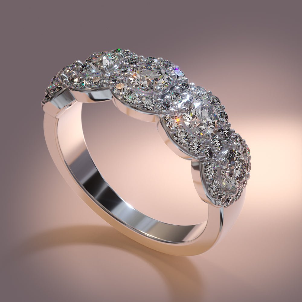 Charming Flowers Anniversary Band Diamond with 1.08 ct.(finished) 1.3mm, 3.2mm - Luxury Time NYC