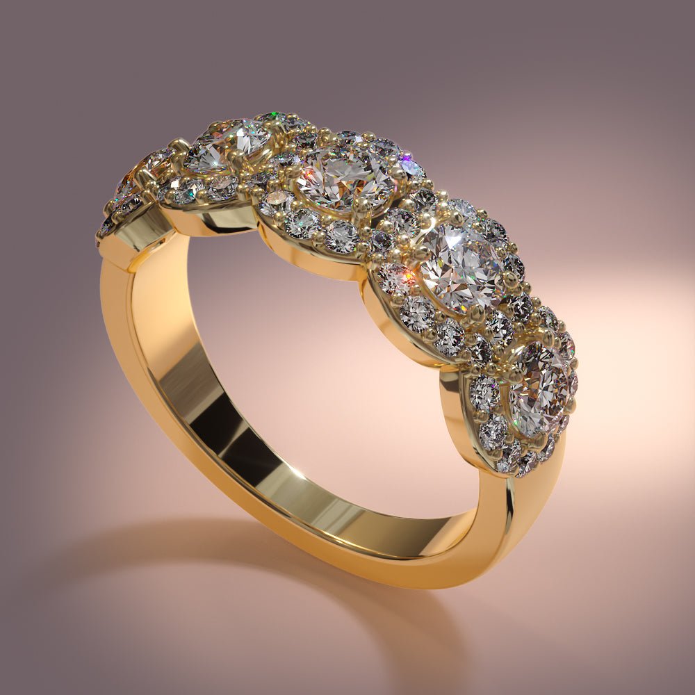 Charming Flowers Anniversary Band Diamond with 1.08 ct.(finished) 1.3mm, 3.2mm - Luxury Time NYC