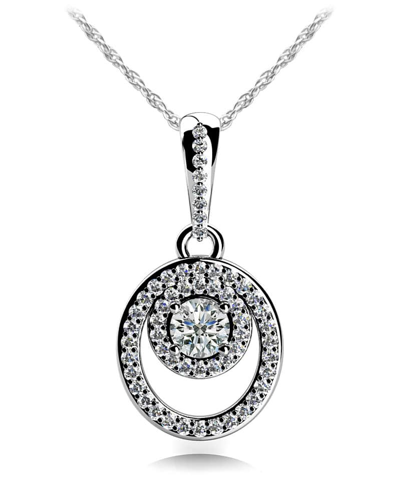 Circle And Oval Diamond Pendant with 0.44 ct.(finished) 1.1mm, 3mm - Luxury Time NYC