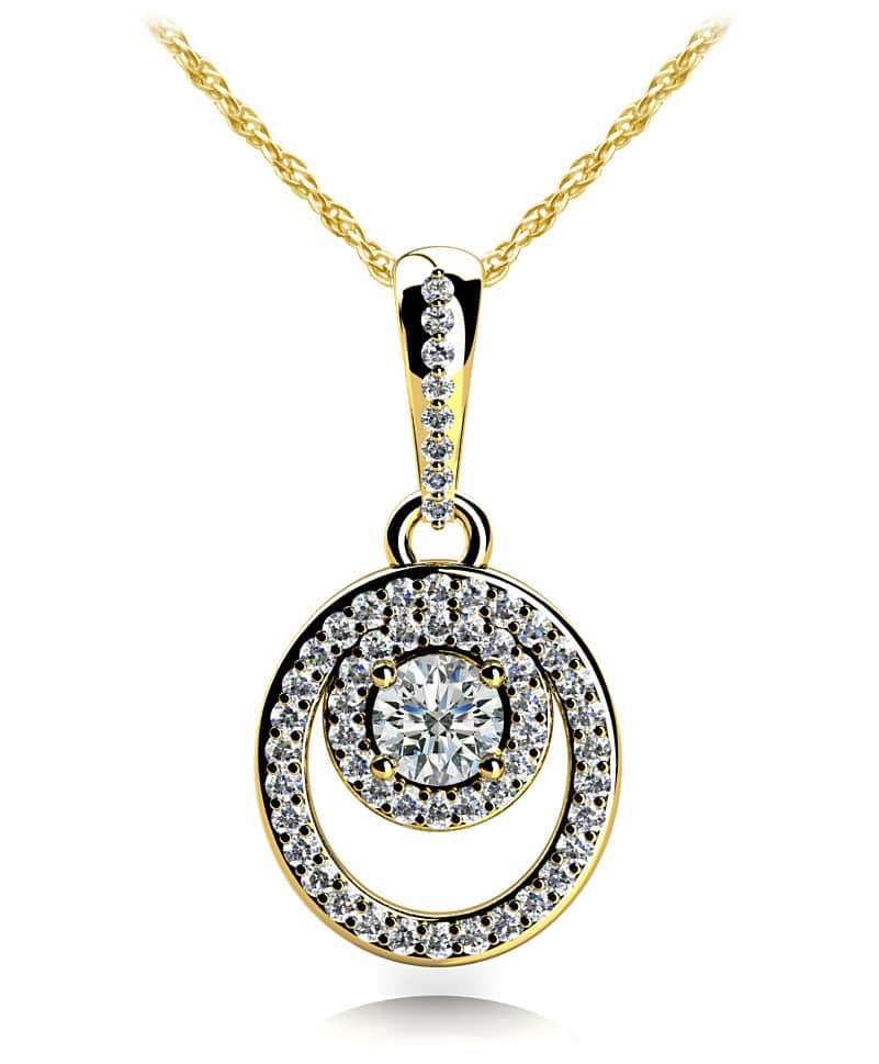 Circle And Oval Diamond Pendant with 1.33 ct.(finished) 1.1mm, 1.4mm, 5.5mm - Luxury Time NYC