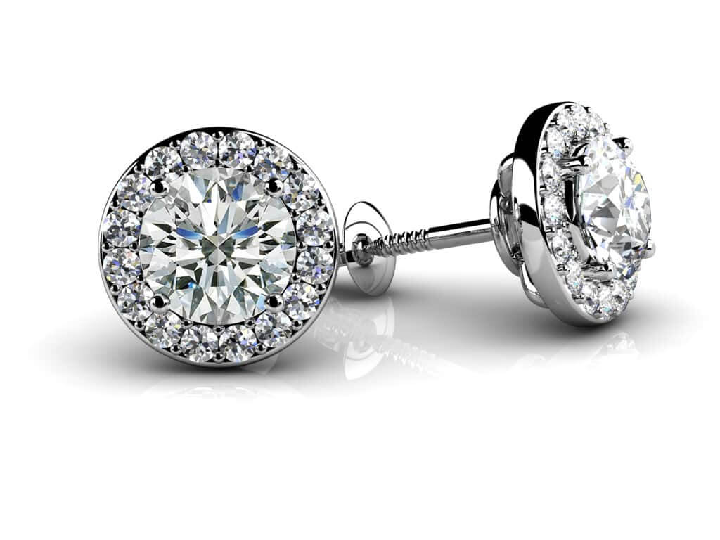 Circle Designer Diamond Stud Earrings with 0.66 ct. (2X0.25 ct. center diamonds) - Luxury Time NYC