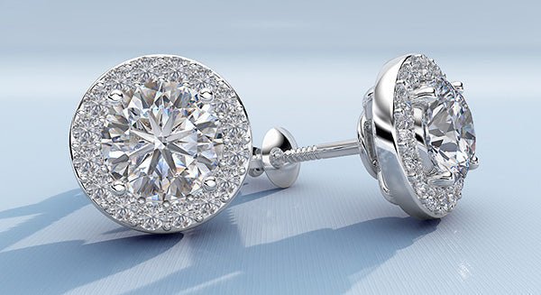 Circle Designer Diamond Stud Earrings with 0.66 ct. (2X0.25 ct. center diamonds) - Luxury Time NYC