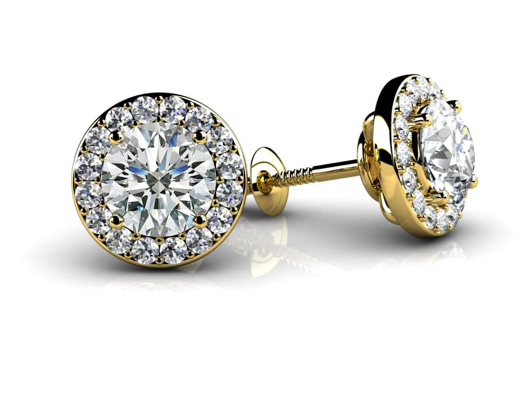 Circle Designer Diamond Stud Earrings with 1.02 ct. (2X0.40 ct. center diamonds) - Luxury Time NYC