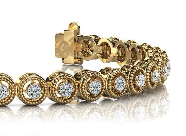 Circle Filigree Diamond Link Diamond Bracelet with 1.25 ct.(finished) 2.0mm - Luxury Time NYC