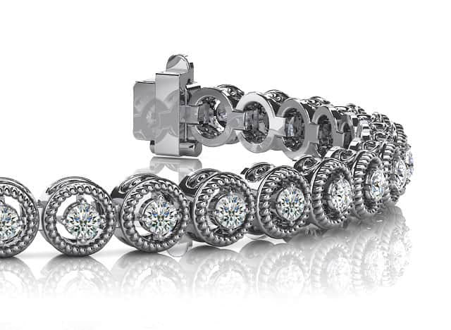 Circle Filigree Diamond Link Diamond Bracelet with 2.33 ct.(finished) 2.7mm - Luxury Time NYC