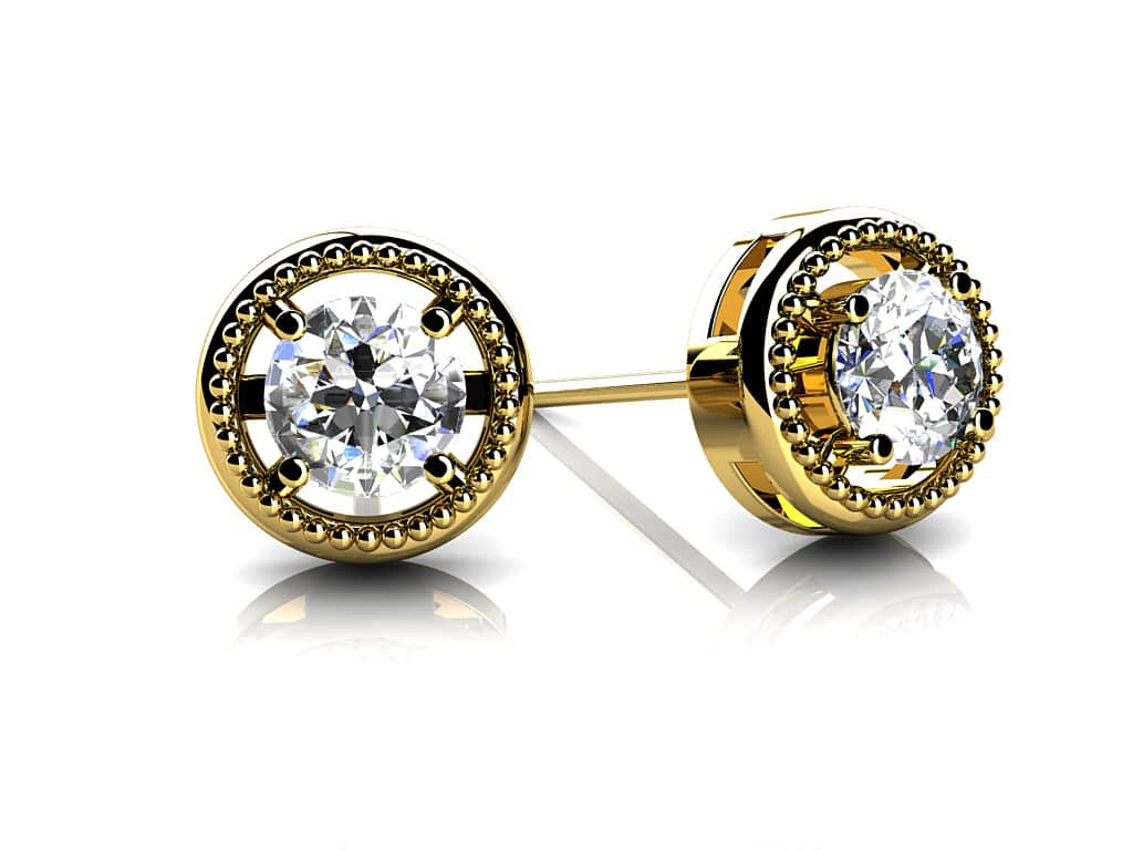 Circle Housed Diamond Stud Earrings with 0.21 ct.(finished) 3mm - Luxury Time NYC