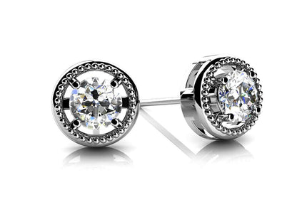 Circle Housed Diamond Stud Earrings with 0.21 ct.(finished) 3mm - Luxury Time NYC