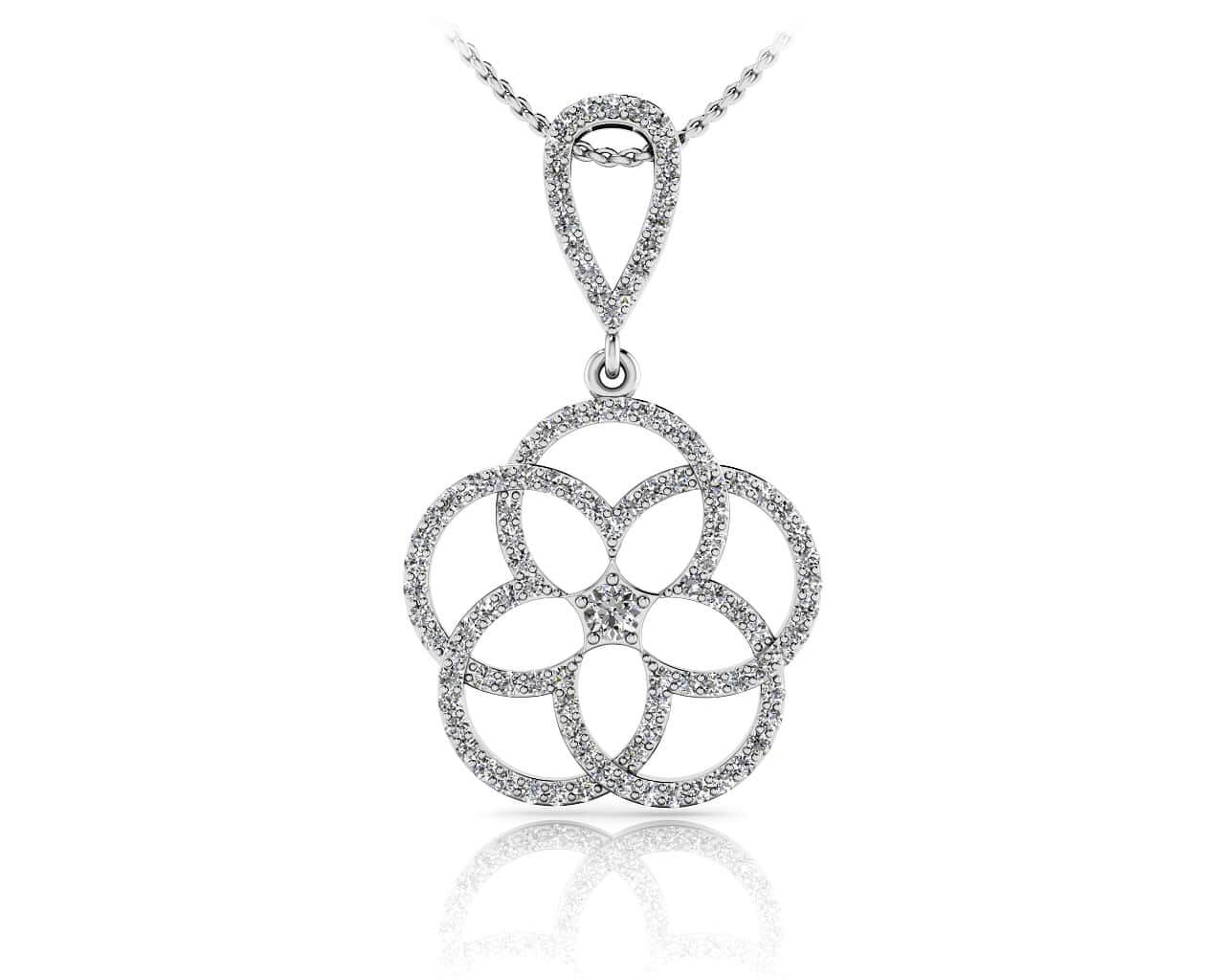 Circles Of Love Diamond Pendant with 1.12 ct.(finished) 1.2mm, 1.3mm, 3mm - Luxury Time NYC