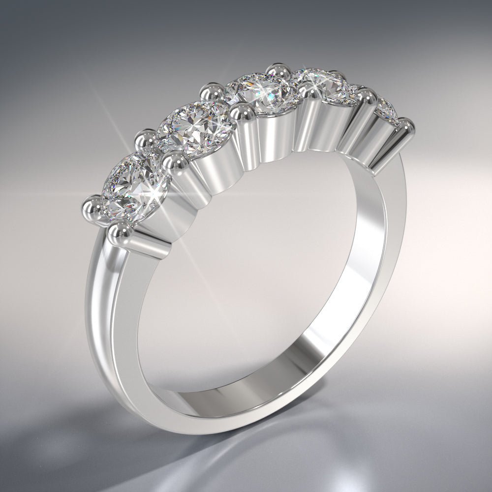 Classic Brilliant Five Stone Anniversary Diamond Ring with 0.50 ct.(finished) 2.9mm - Luxury Time NYC