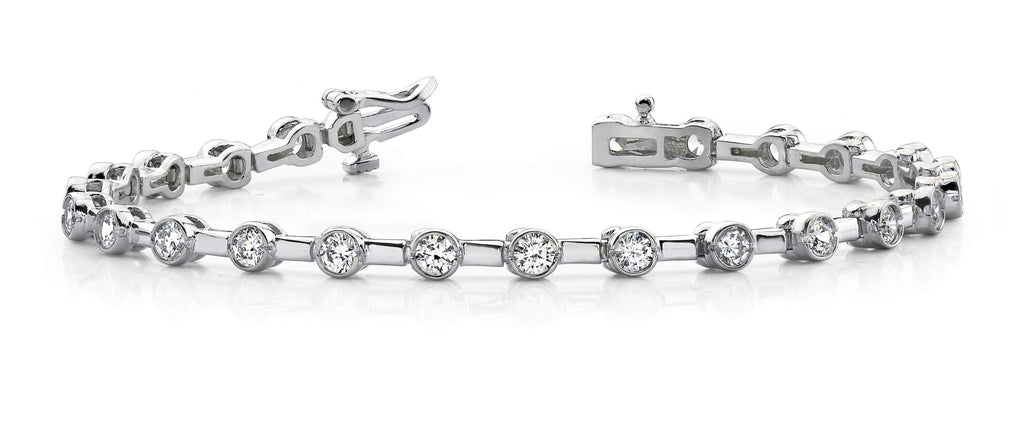 Classic Column Link Bezel Set Diamond Bracelet with 1.96 ct.(finished) 2.7mm - Luxury Time NYC