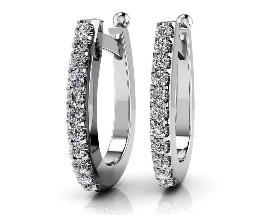 Classic Diamond Hoop Earrings with 0.27 ct.(finished) 1.5mm - Luxury Time NYC