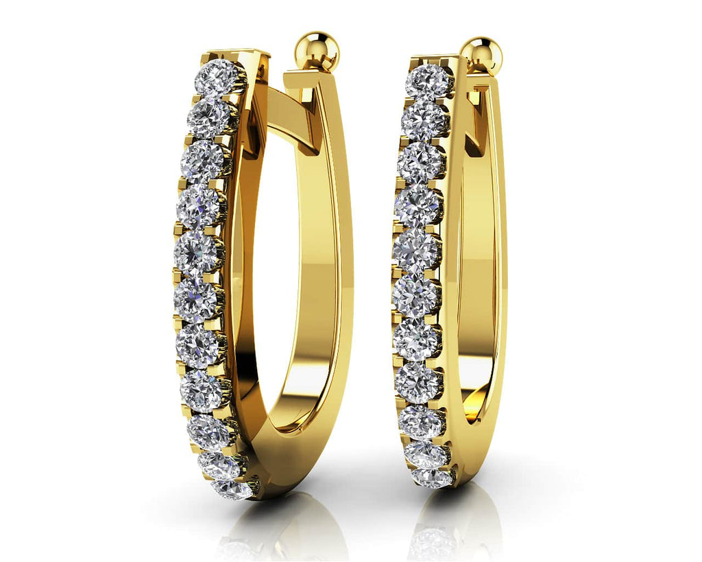 Classic Diamond Hoop Earrings with 0.75 ct.(finished) 2.3mm - Luxury Time NYC