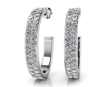 Load image into Gallery viewer, Classic Double Row Diamond Round Diamond Hoop Earrings with 1.50 ct.(finished) 1.4mm - Luxury Time NYC