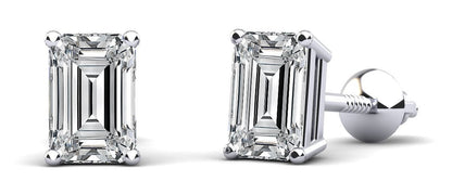 Classic Emerald Cut Lab - Grown Diamond Stud Earrings with 1.00 ct.(finished) 5x3mm - Luxury Time NYC