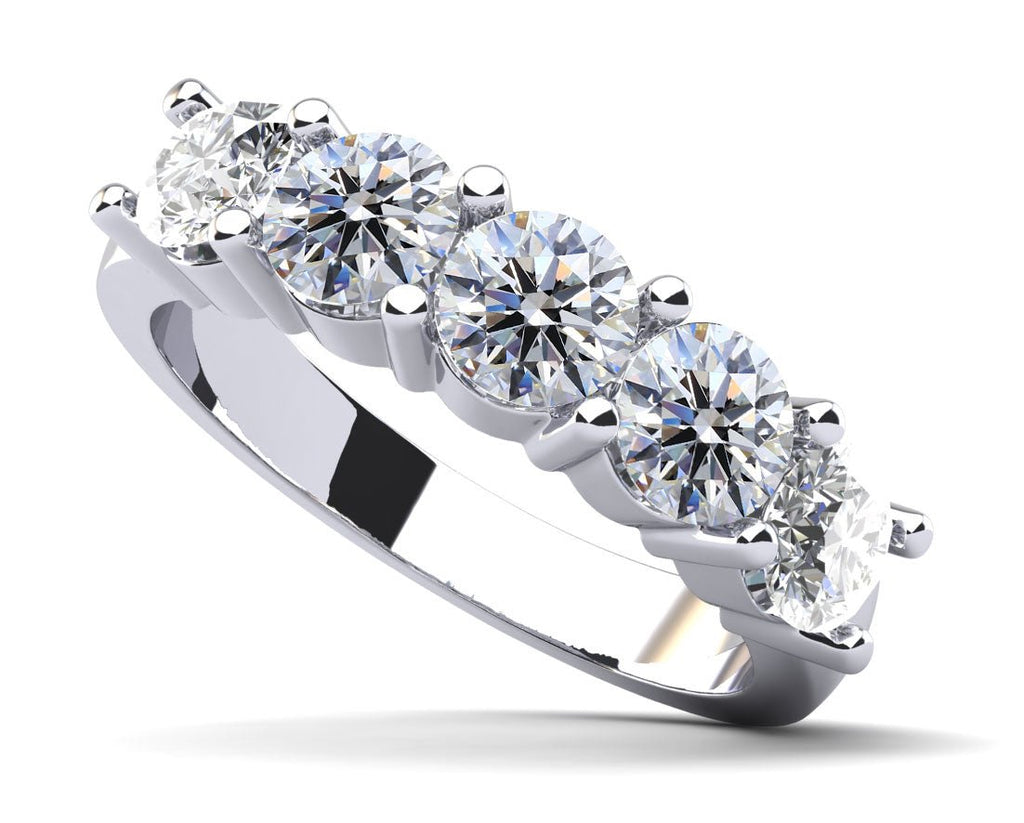 Classic Five Diamond Anniversary Diamond Ring with 0.50 ct.(finished) 2.9mm - Luxury Time NYC