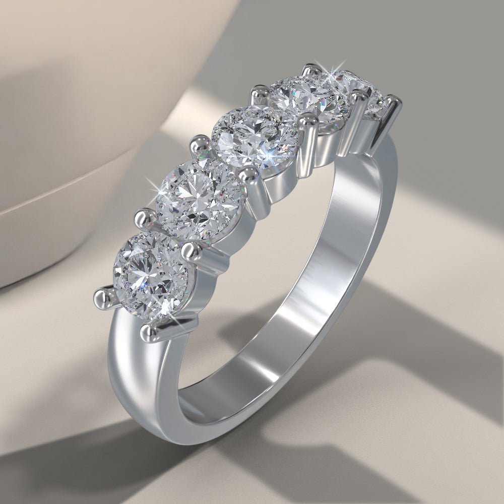 Classic Five Diamond Anniversary Diamond Ring with 0.50 ct.(finished) 2.9mm - Luxury Time NYC