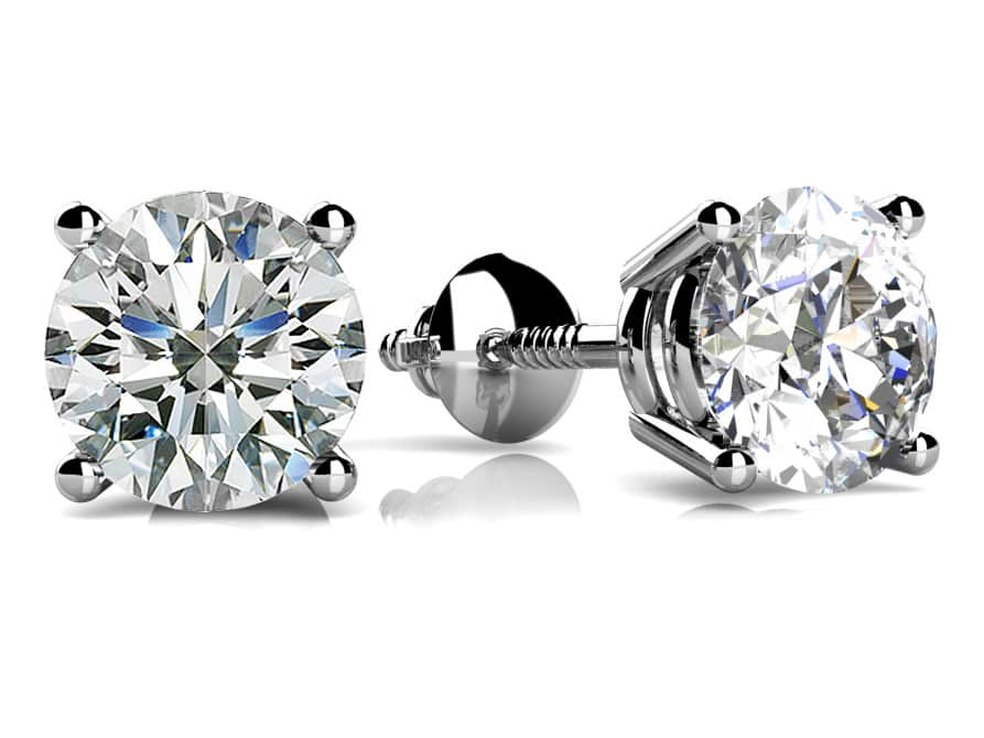 Classic Four Prong Diamond Diamond Studs with 0.32 ct.(finished) 3.5mm - Luxury Time NYC