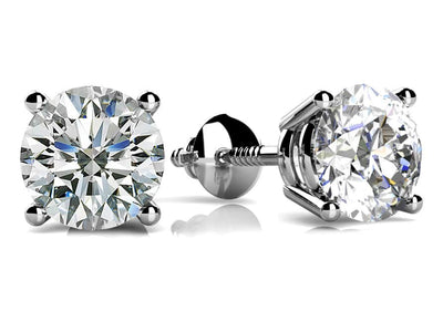Classic Four Prong Diamond Lab - Grown Diamond Studs with 1.26 ct.(finished) 5.4mm - Luxury Time NYC