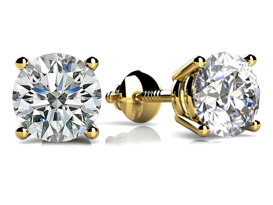 Classic Four Prong Diamond Lab - Grown Diamond Studs with 1.26 ct.(finished) 5.4mm - Luxury Time NYC