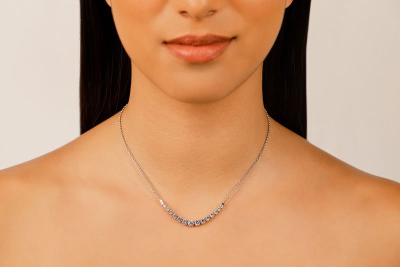 Classic Graduated Tennis Necklace With Chain Lab - Grown Diamond with 1.10 ct.(finished) - Luxury Time NYC