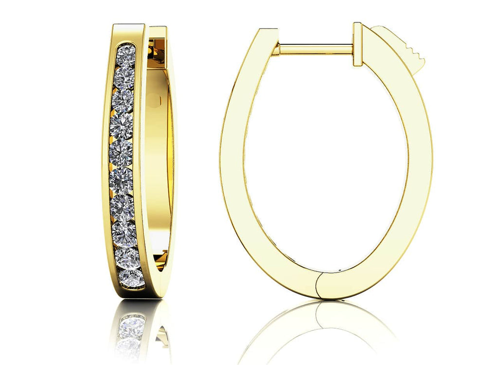 Classic Oval Diamond Hoop Earrings with 0.49 ct.(finished) 1.5mm, 1.75mm, 2mm - Luxury Time NYC