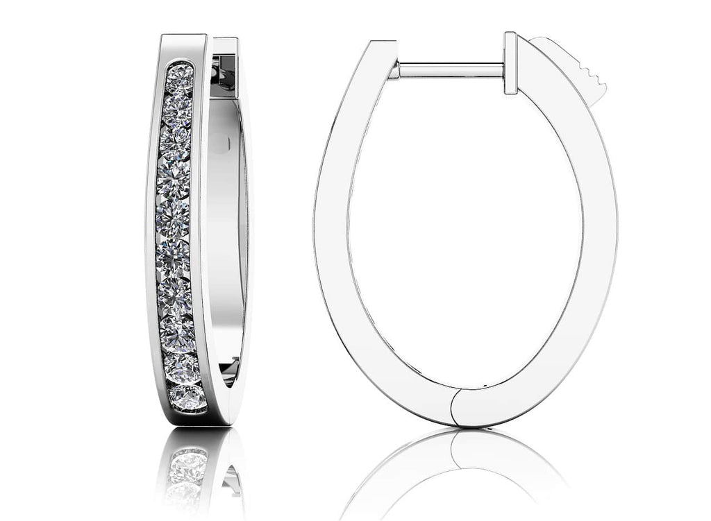 Classic Oval Diamond Hoop Earrings with 0.49 ct.(finished) 1.5mm, 1.75mm, 2mm - Luxury Time NYC