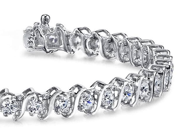 Classic S Shaped Diamond Tennis Bracelet with 0.77 ct.(finished) 1.25mm - Luxury Time NYC