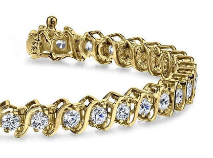Classic S Shaped Lab - Grown Diamond Tennis Bracelet with 9.90 ct.(finished) 4.5mm - Luxury Time NYC